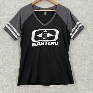 District Made Shirt Womens Large Black Gray Raglan Short Sleeve Easton